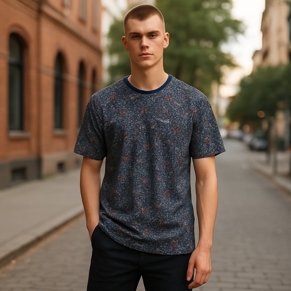 Ben Sherman Floral Print Crew Neck T-Shirt Short Sleeve Casual Top Mβ
